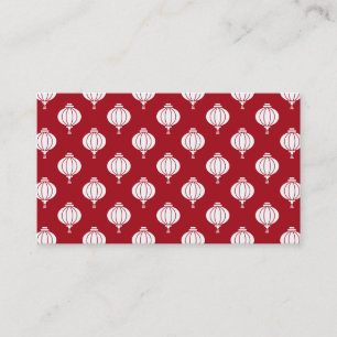 red white paper lanterns oriental pattern business card