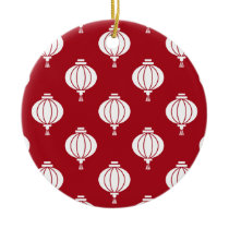 red white paper lanterns oriental pattern ceramic ornament