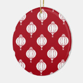 red white paper lanterns oriental pattern ceramic ornament (Left)