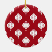 red white paper lanterns oriental pattern ceramic ornament (Back)