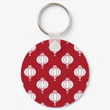 red white paper lanterns oriental pattern keychain