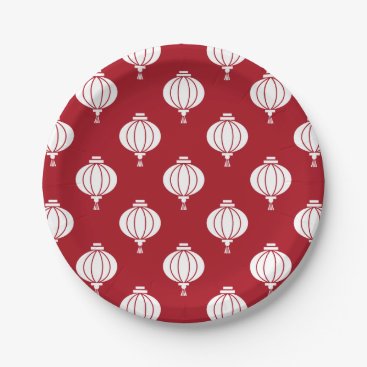 red white paper lanterns oriental pattern paper plates