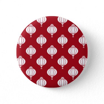 red white paper lanterns oriental pattern pinback button