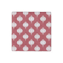 red white paper lanterns oriental pattern stone magnet