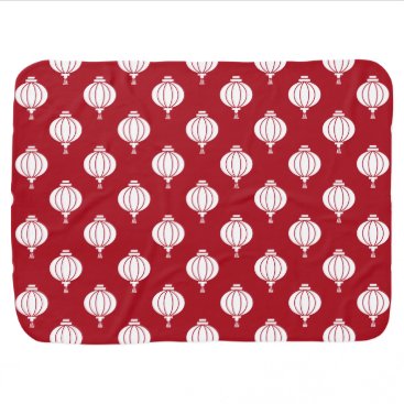 red white paper lanterns oriental pattern stroller blanket
