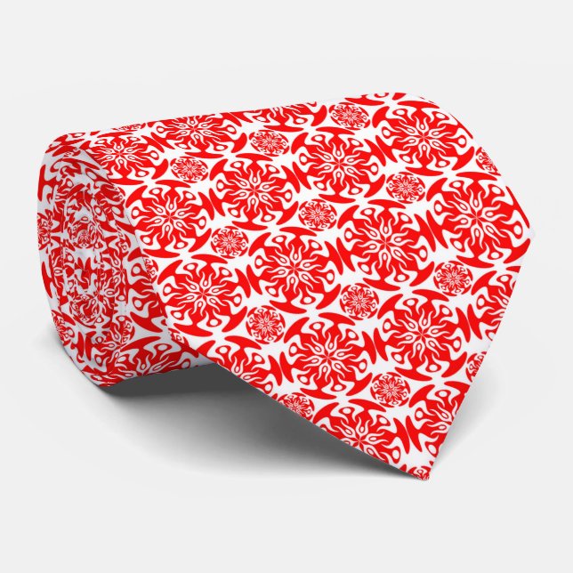 red white pattern B 2-22 Neck Tie (Rolled)