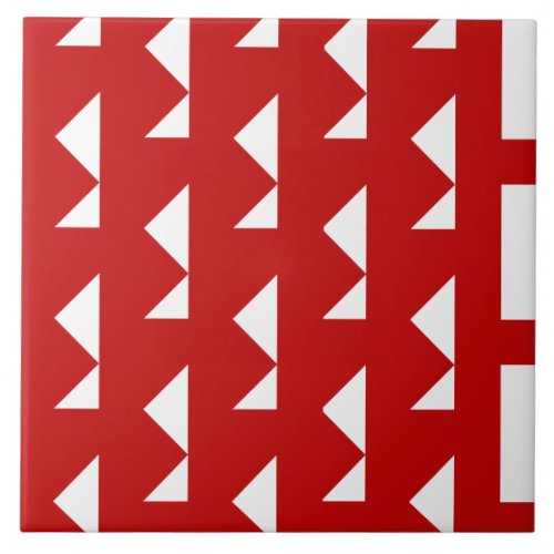 Red White Pattern XX Ceramic Tile