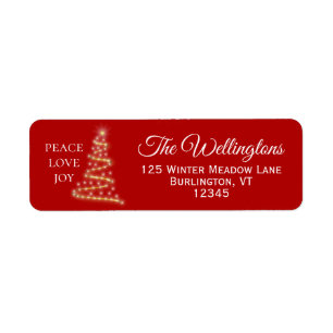 Red White Peace Love Joy Christmas Return Address Label