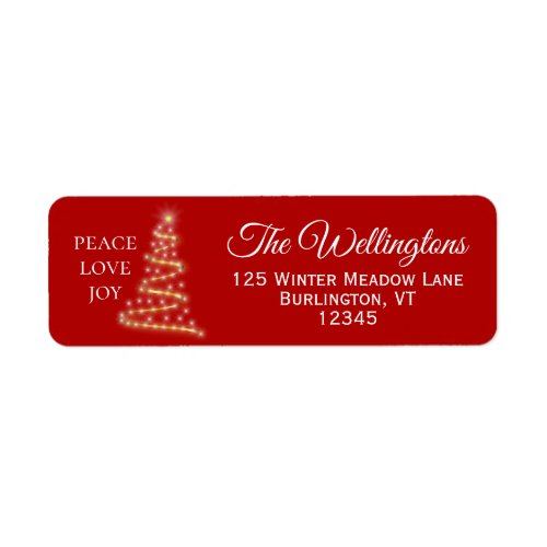 Red WhitePeace Love Joy Christmas Return Address Label
