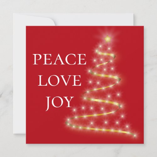 Red White Peace Love Joy Square Holiday Card