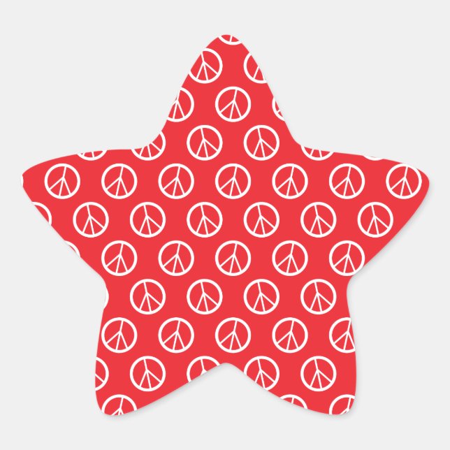Red White Peace Signs Star Sticker (Front)