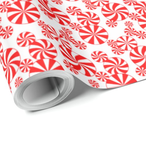 Red White Peppermint Candy Holdiay Pattern Wrapping Paper