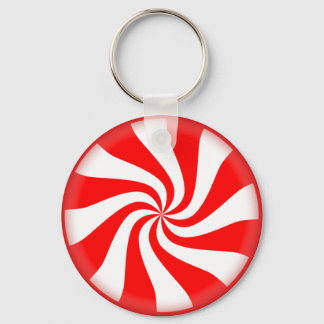 Red White Peppermint Candy Keychain