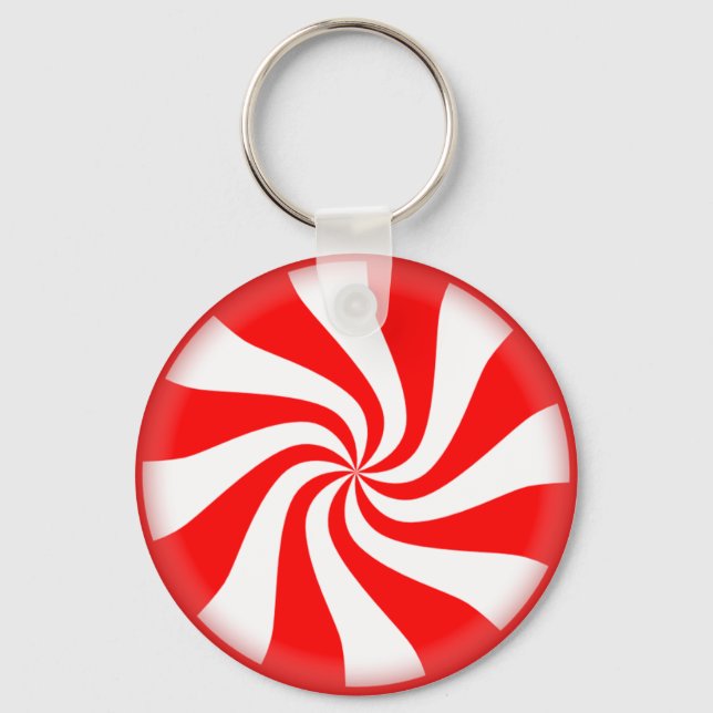 Red White Peppermint Candy Keychain (Front)