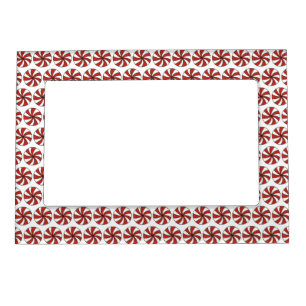 Red White Peppermint Candy Mint Holiday Christmas Magnetic Picture Frame