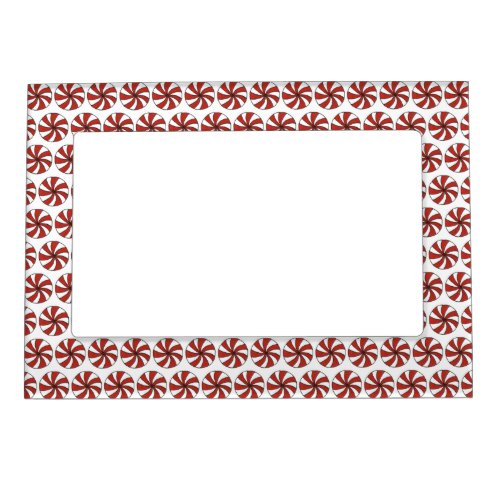 Red White Peppermint Candy Mint Holiday Christmas Magnetic Picture Frame