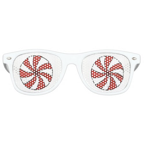 Red White Peppermint Candy Mint Holiday Christmas Retro Sunglasses