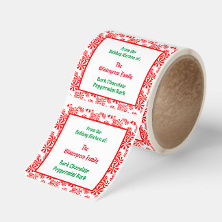 Red White Peppermint Candy Pattern Editable Square Sticker