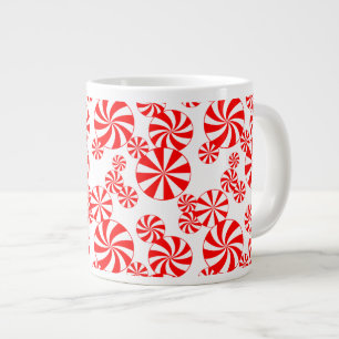 Red White Peppermint Candy Pattern Jumbo Mug