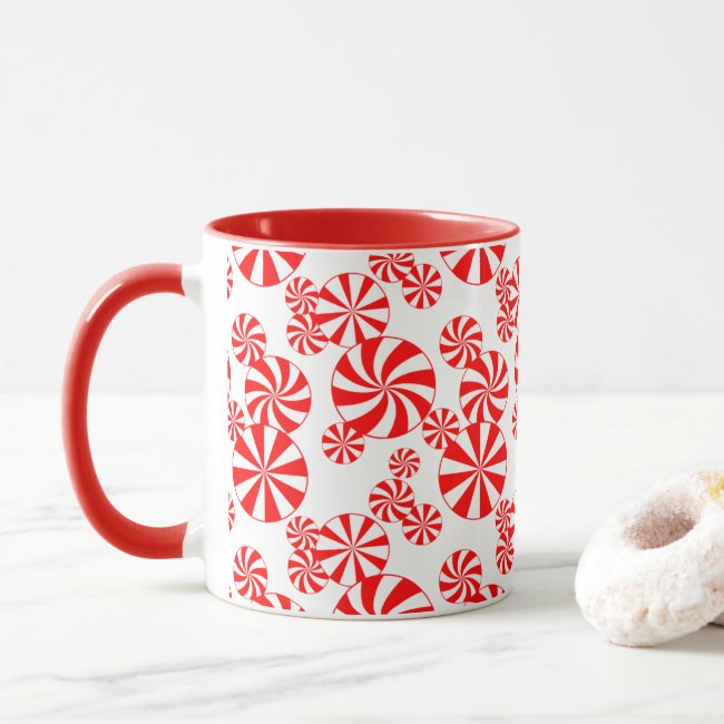 Red White Peppermint Candy Pattern Mug