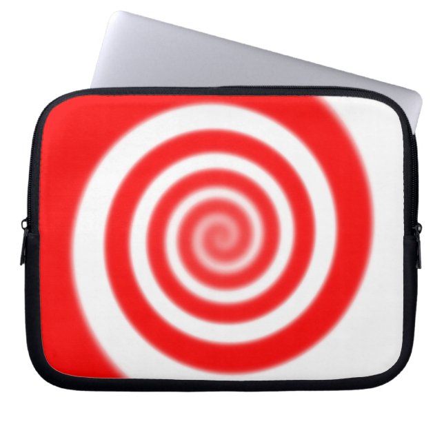 Red & White Peppermint Candy Swirl Laptop Sleeve (Front)
