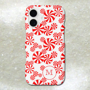 Red White Peppermint Custom Monogram iPhone 17 Case