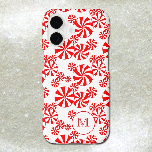 Red White Peppermint Custom Monogram Case-Mate iPhone Case (Creator Uploaded)