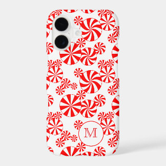 Red White Peppermint Custom Monogram iPhone 17 Case