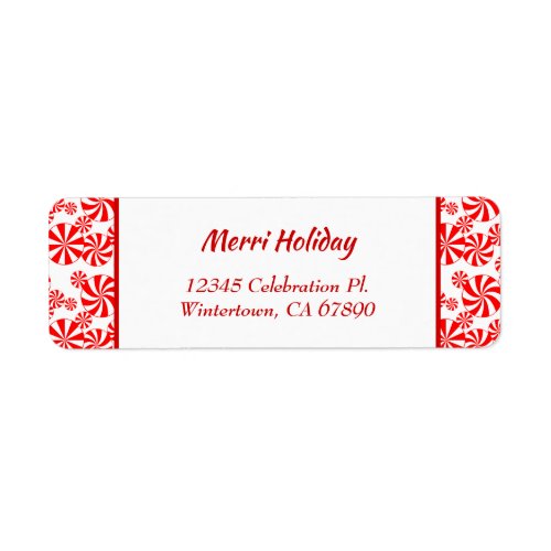 Red White Peppermint Editable Return Address Label