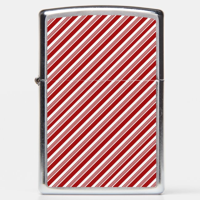 Red White Peppermint Stripes Design Zippo Lighter