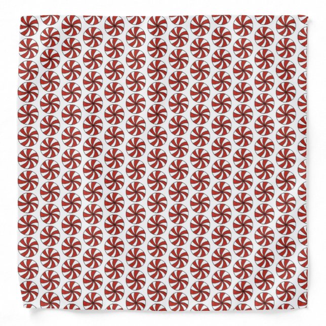Red White Peppermint Swirl Mint Candy Christmas Bandana (Front)