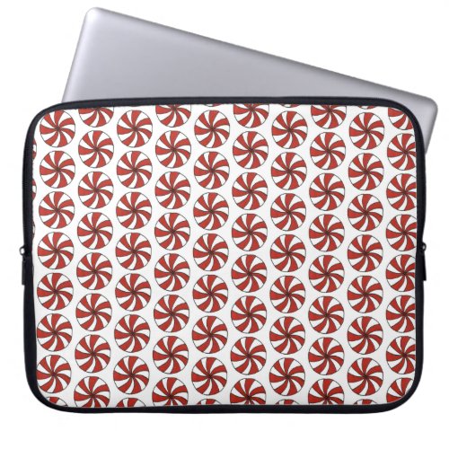 Red White Peppermint Swirl Mint Candy Christmas Laptop Sleeve