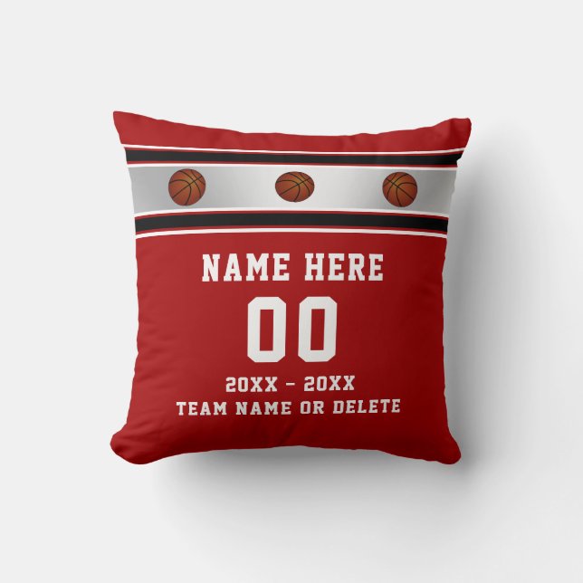 Red White Personalize Basketball Gifts for Players Throw Pillow (Front)