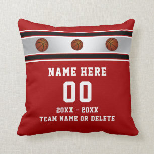 Red White Personalize Basketball Gifts for Players Throw Pillow