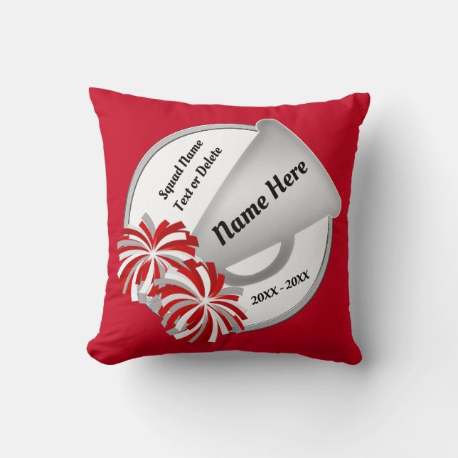 Red, White Personalized Cheerleading Throw Pillows (Front)