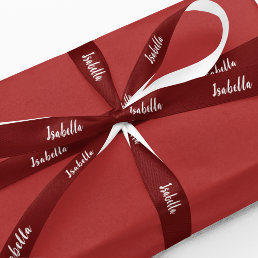 Red &amp; White Personalized Christmas Gift Satin Ribbon