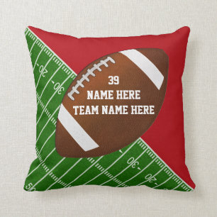 Red, White Personalized Football Team Gift Ideas Throw Pillow