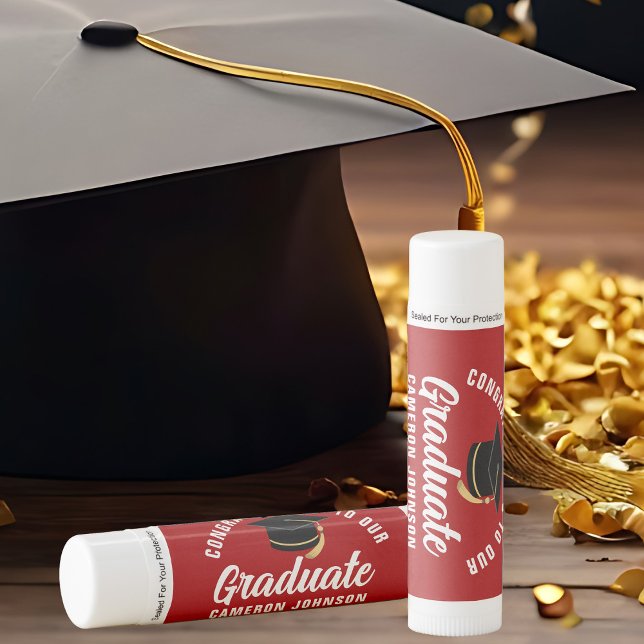 Red White Personalized Graduation Party Lip Balm (Creator Uploaded)
