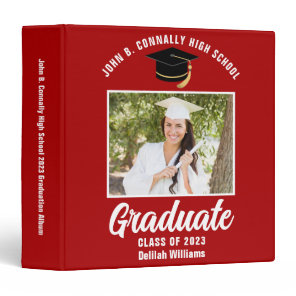 Red White Personalized Graduation Photo Album 3 Ring Binder
