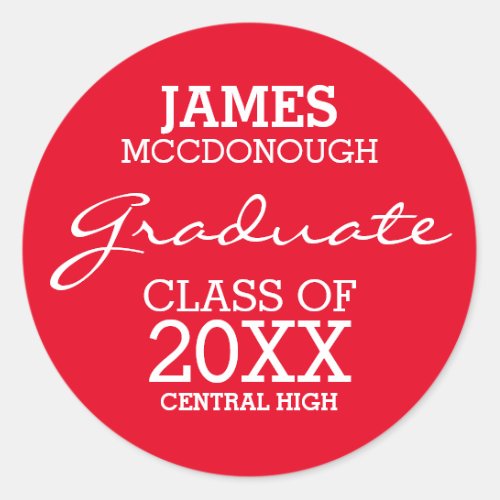 Red  White Personalized Graduation Stickers