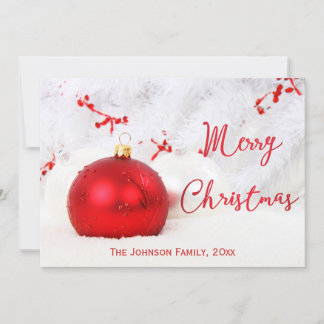 Red White Personalized Merry Christmas Cards