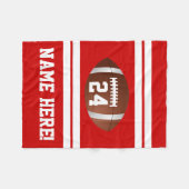 Red White Personalized Name Team Colors Football Fleece Blanket (Front (Horizontal))