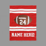 Red White Personalized Name Team Colors Football Fleece Blanket
