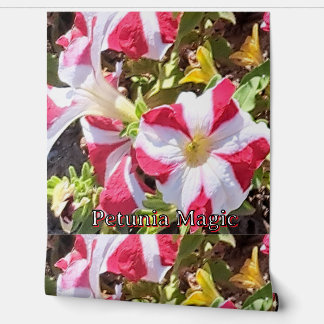 Red & White Petunia Floral Wallpaper – Elegant Nat