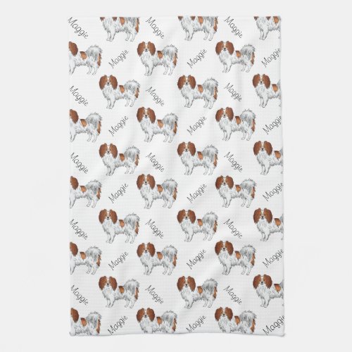 Red White Phalne Dog Pattern With Dogs Name Kitchen Towel