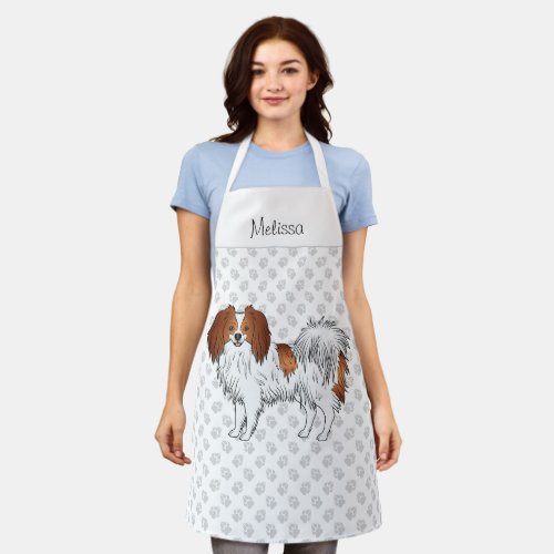 Red White Phalne Dog With Paws Cute Dog Lovers Apron
