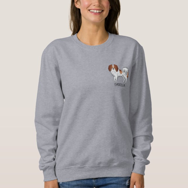 Red White Phalène With Pet's Name Or Other Text Sweatshirt (Front)