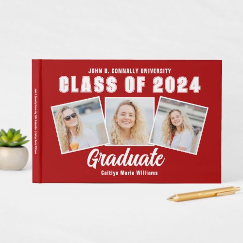 Red White Photo Class of 2024 Graduation Guest Book
