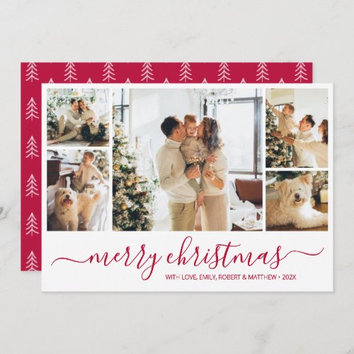 Red White Photo Collage Christmas Holiday Card