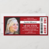 Red|White Photo Ticket Graduation Party Invitation (Front)